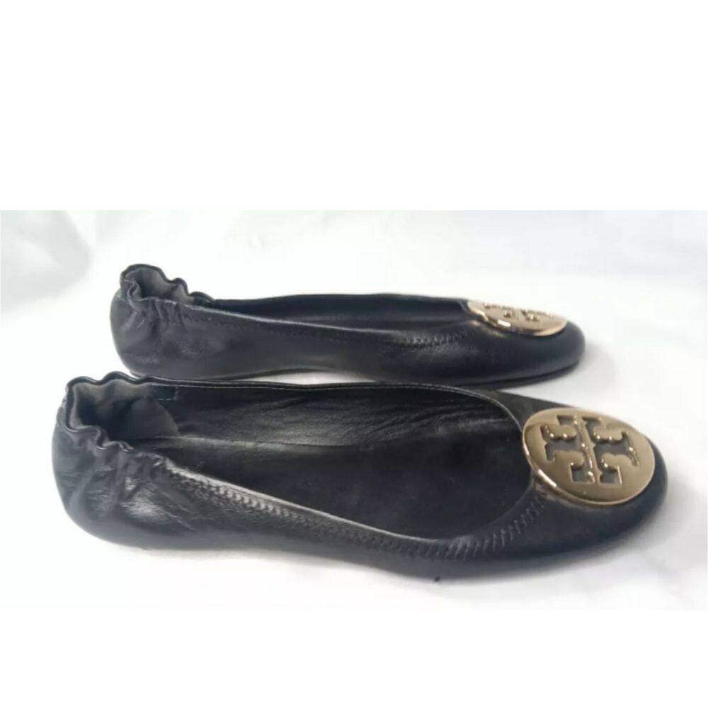 Tory Burch Minnie Travel Ballet Shoes Women's Size 6~Black/Gold - Picture 3 of 10